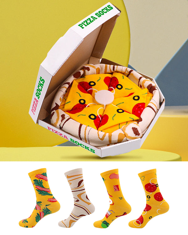 Pizza Mid-Calf Socks Gift Box 4 Pack