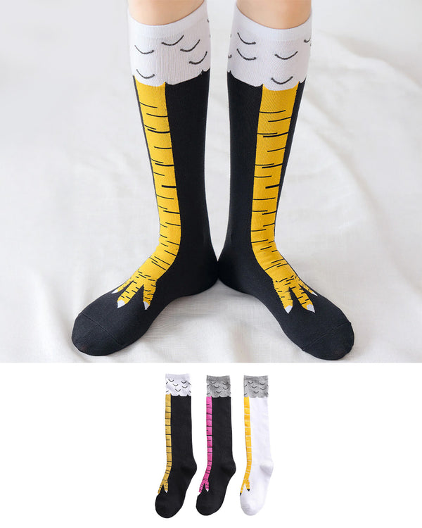 Unisex Cartoon Chicken Feet Over-Calf Socks 3 Pack