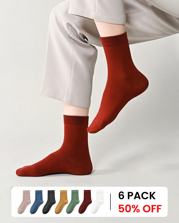 Women's 100% Cotton 5A Antibacterial Mid-calf Socks