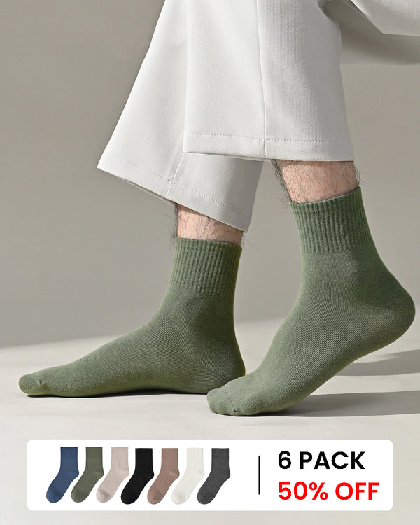 Men's 100% Cotton 5A Antibacterial Mid-calf Socks