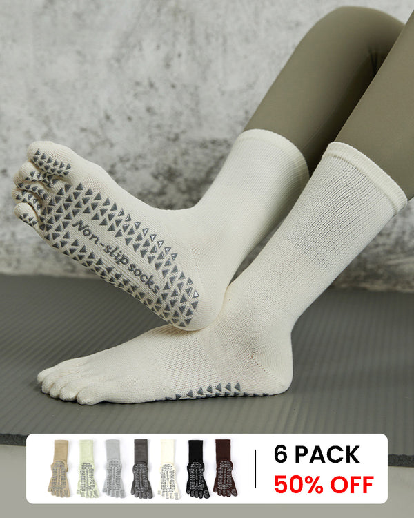 Full-Cover Five-Toe Yoga Socks with Silicone Grip