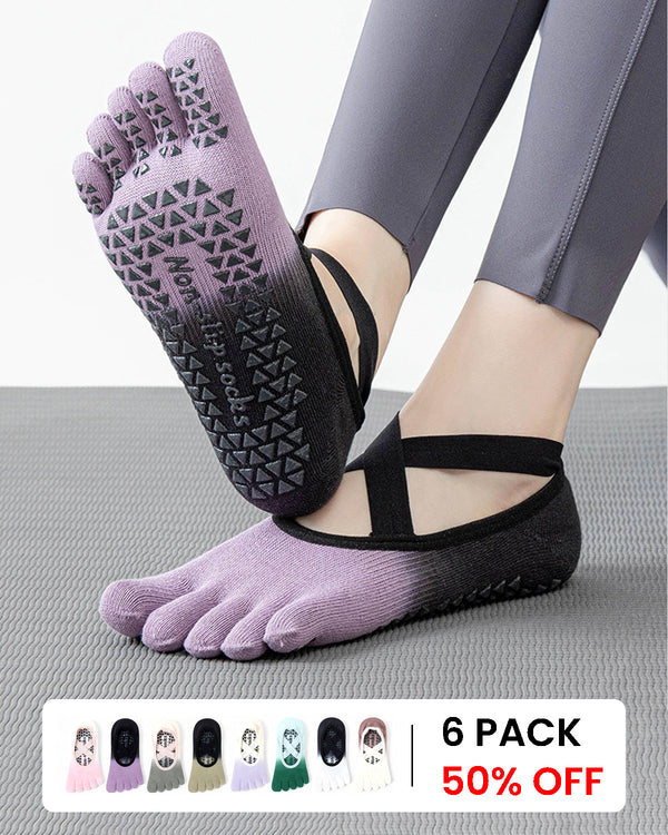 Gradient Non-Slip Five-Toe Yoga Socks